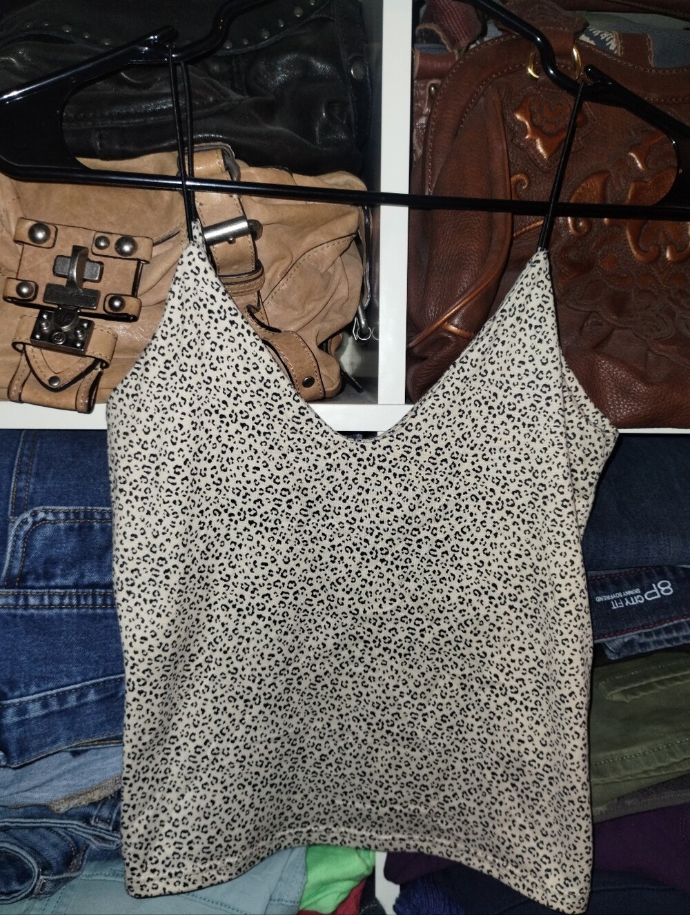 Women’s Beige Leopard Print Spaghetti Strap Cami Top XS